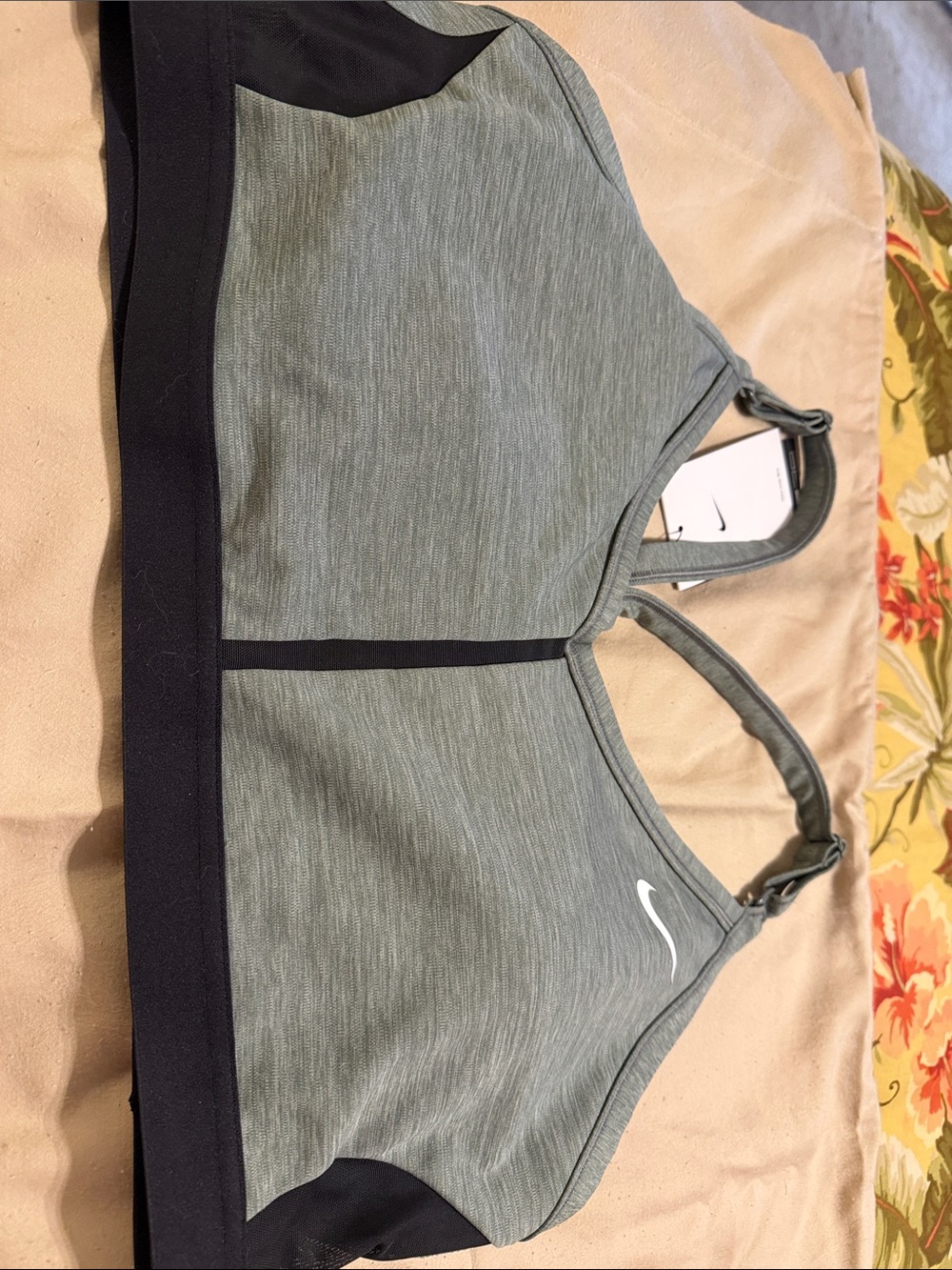 Nike Green Heather & Black Racerback Sports Bra